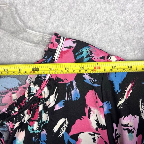 Lane Bryant Top Womens 22/24 Floral Blouse Plus Size Short Sleeve Black - Picture 5 of 14